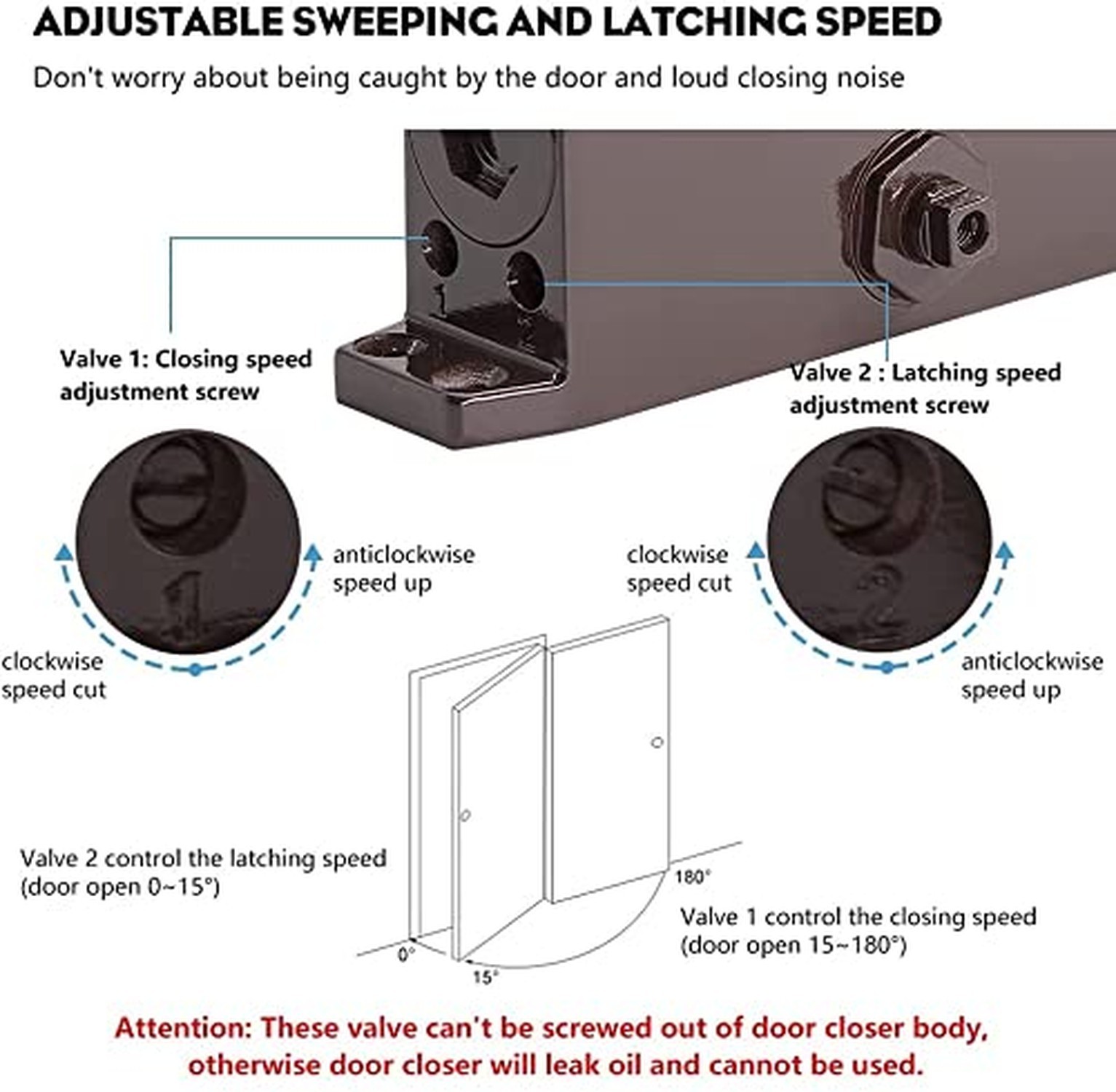 MARIE Automatic Door Closer Commercial Grade 2 Spring Heavy Duty Fireproof Ad...