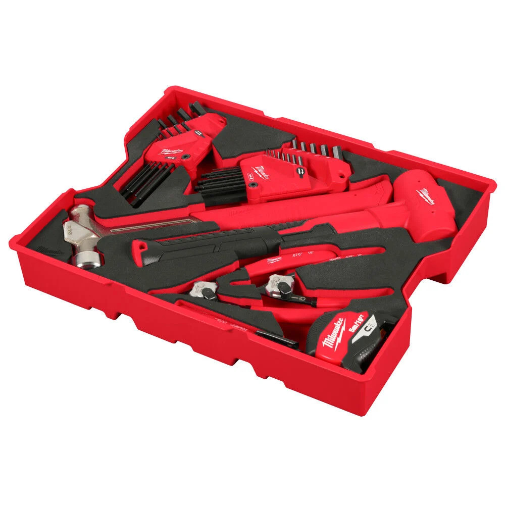 Milwaukee Hex Key And Hammer Set With Tray For Packout Drawers, 28 Pieces