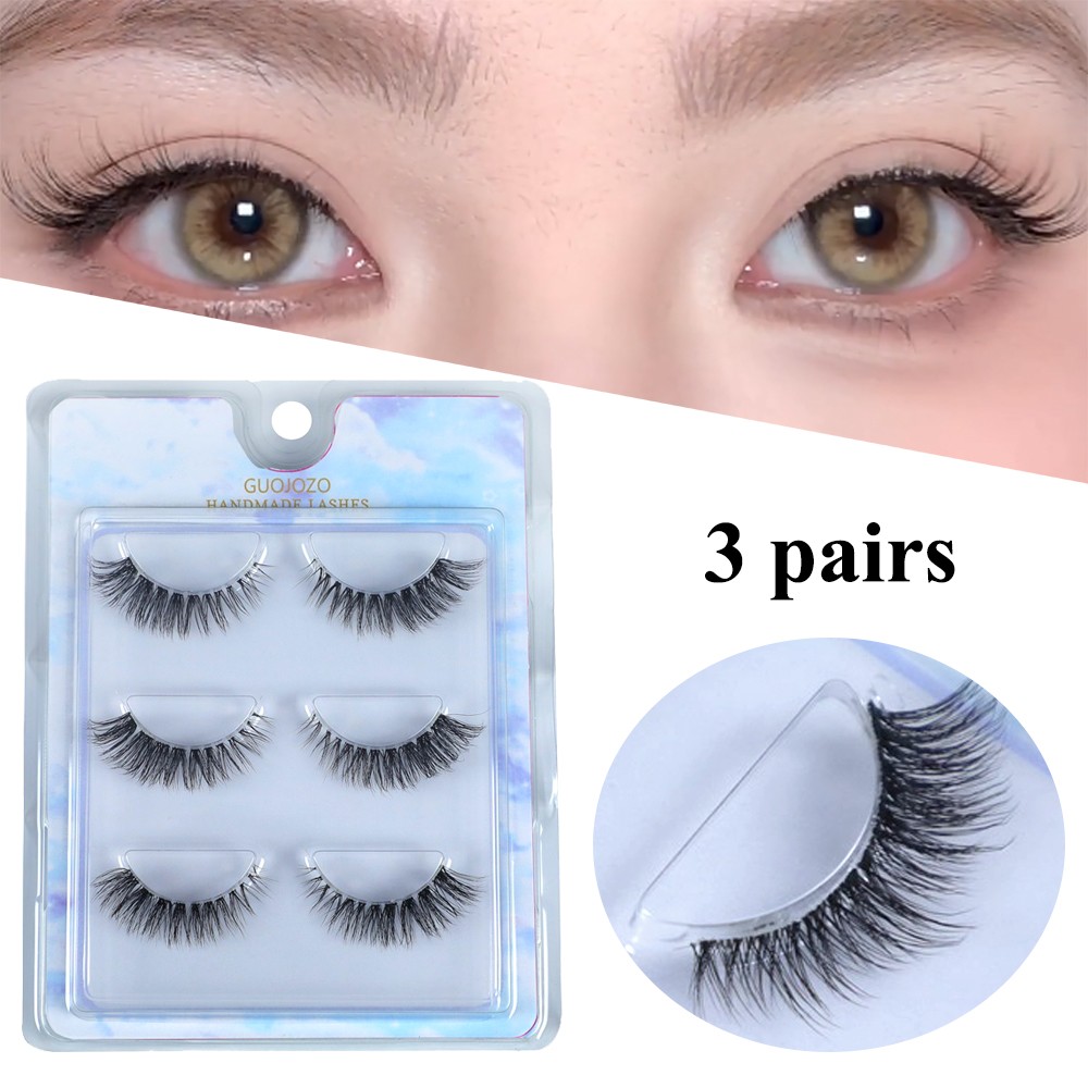 False Eyelash Set with Clear Plastic Band Natural Look 10-13mm Length