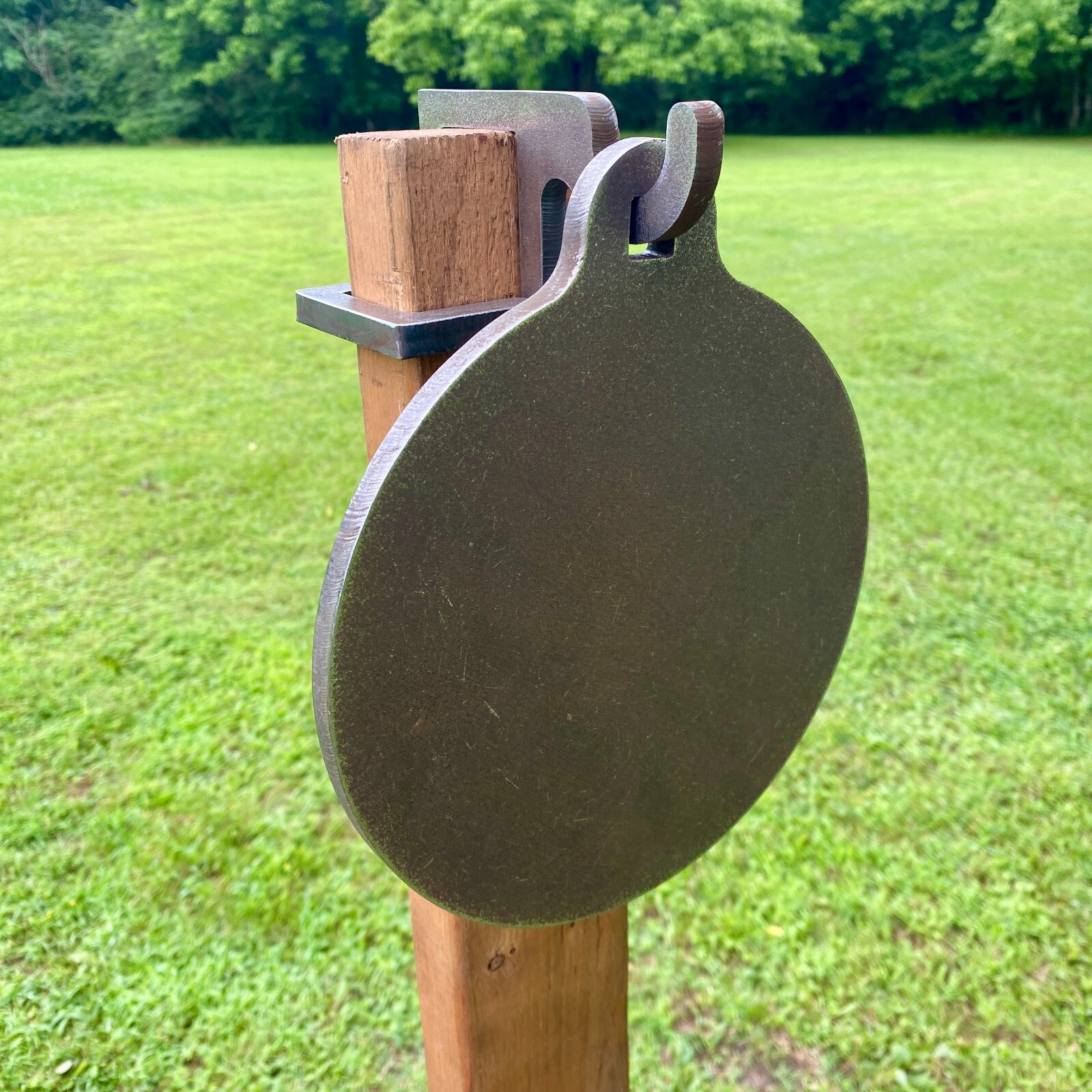 8" Round 3/8" AR500 Steel Shooting Target - Range Gong Hanger w/ 2x4 Hook