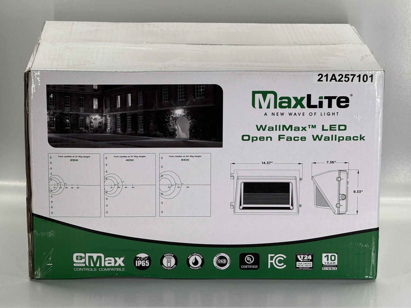 MaxLite WPOP28U-CSBCR WallMax LED Open Face Wallpack