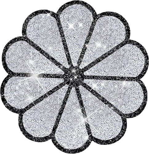 Washable Waterproof Diamond Circle Placemats for Round 1 PCS Silver Black