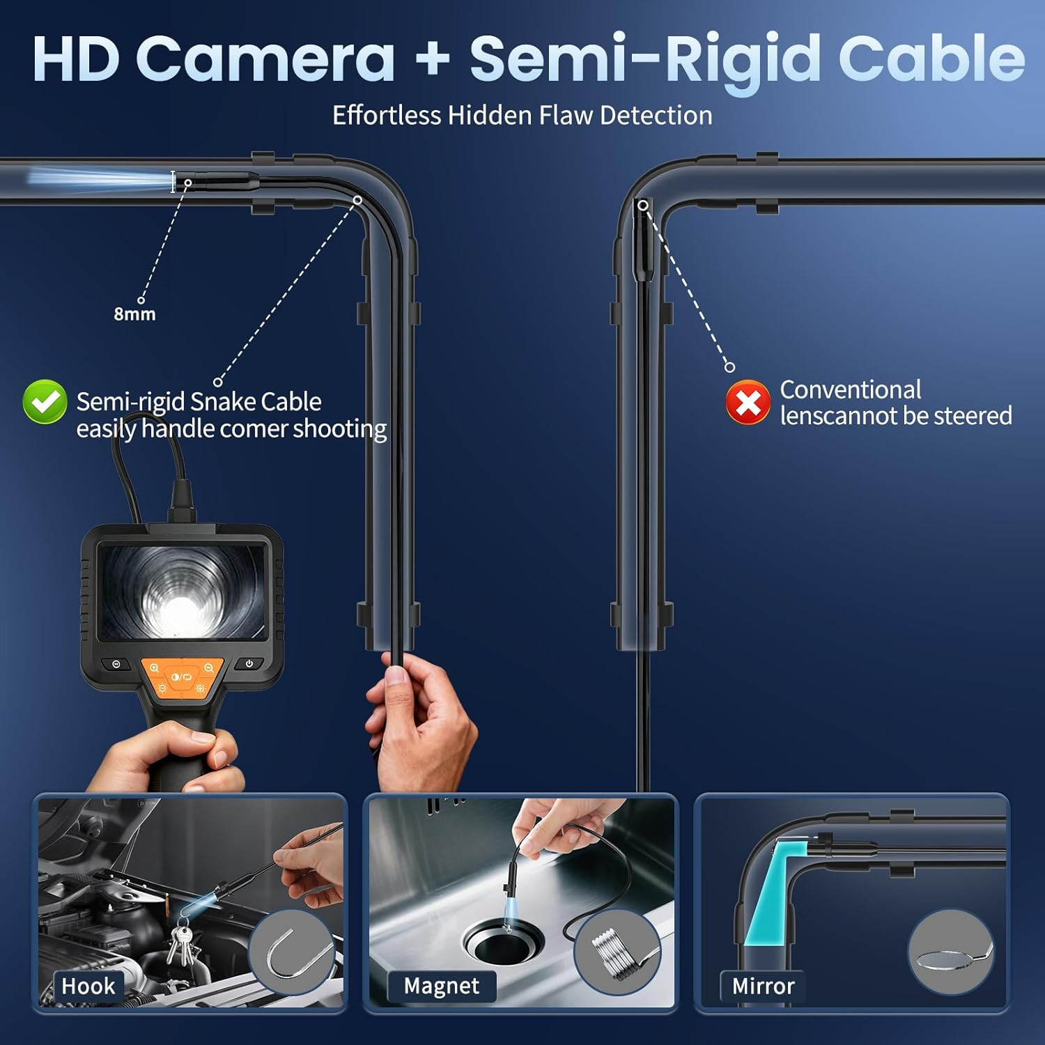 32.8FT Endoscope Camera with Light -IP67 Waterproof Borescope Inspection Camera
