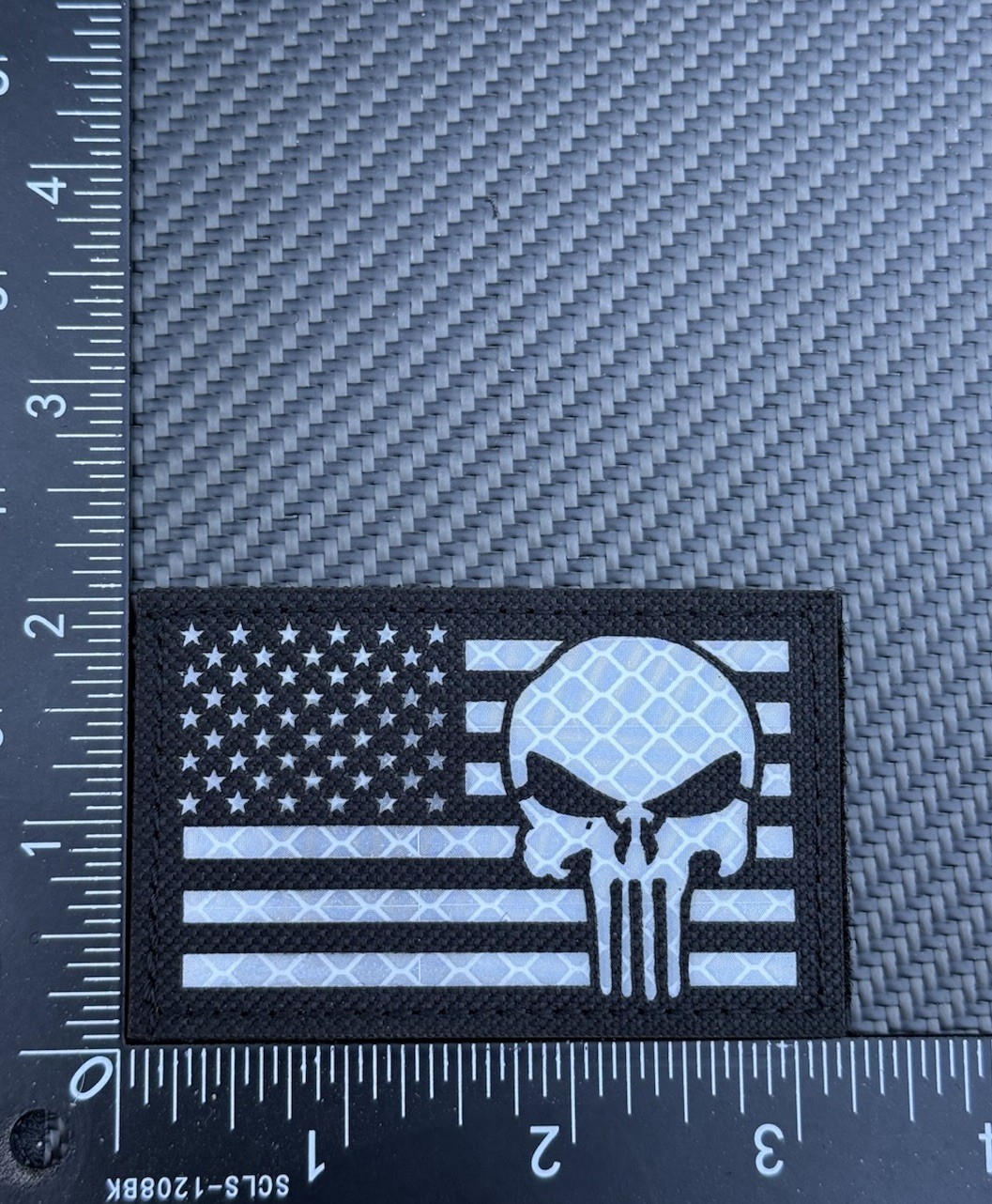 Punisher Skull IR Reflective USA Flag Patch tactical laser Hook Loop White