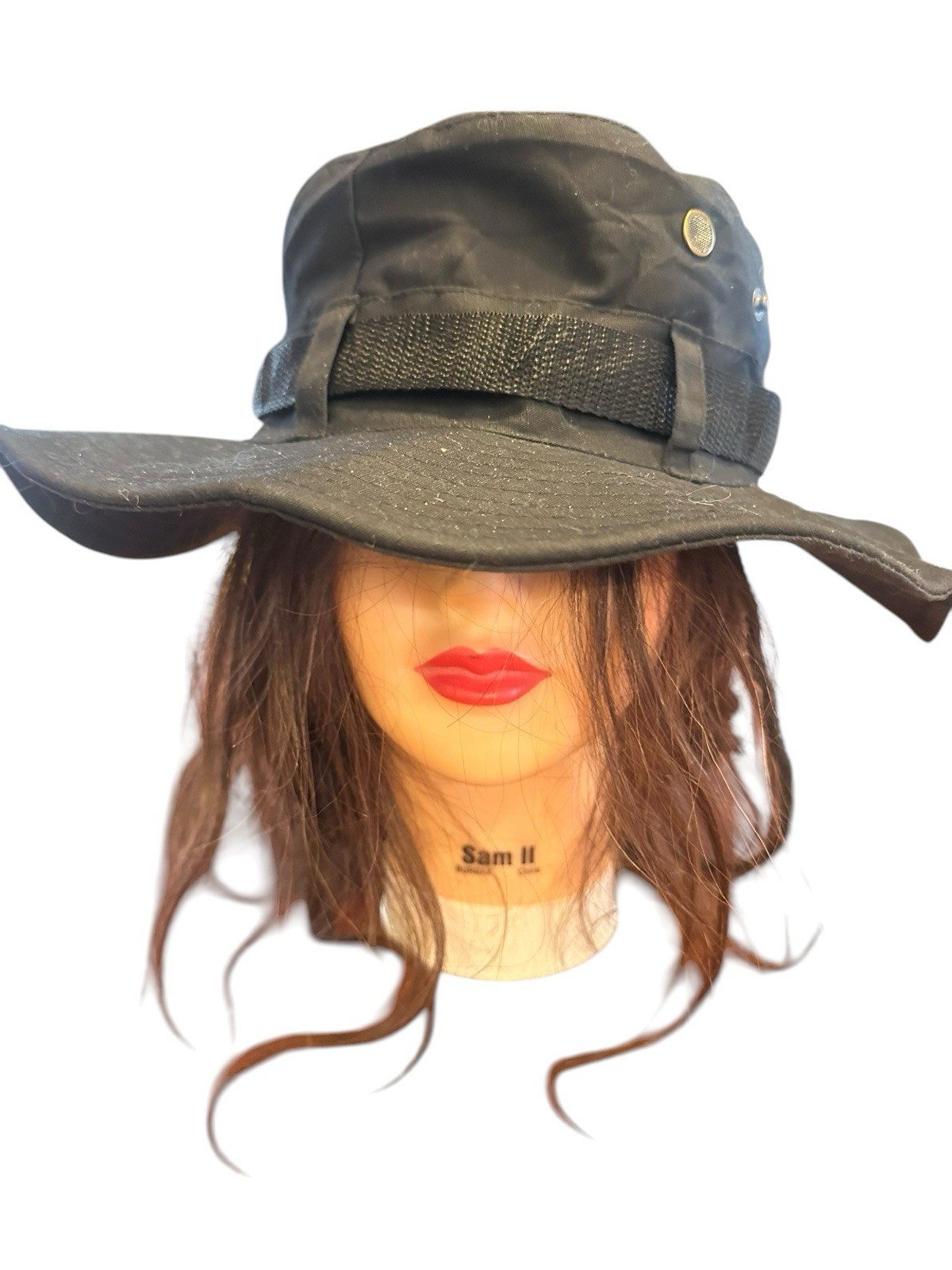 Wide Brim Convertible Bucket Sun Hat Gardening Side Snaps Ranger Safari Black L