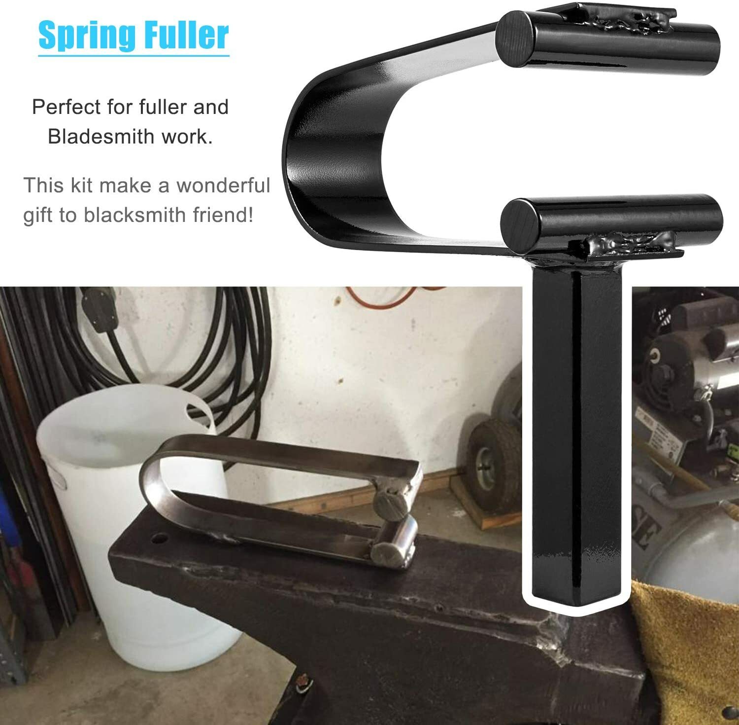 3/4" Blacksmith Anvil Forge Hardy Tool Hot Cut Creasing Stake Spring Fuller set.