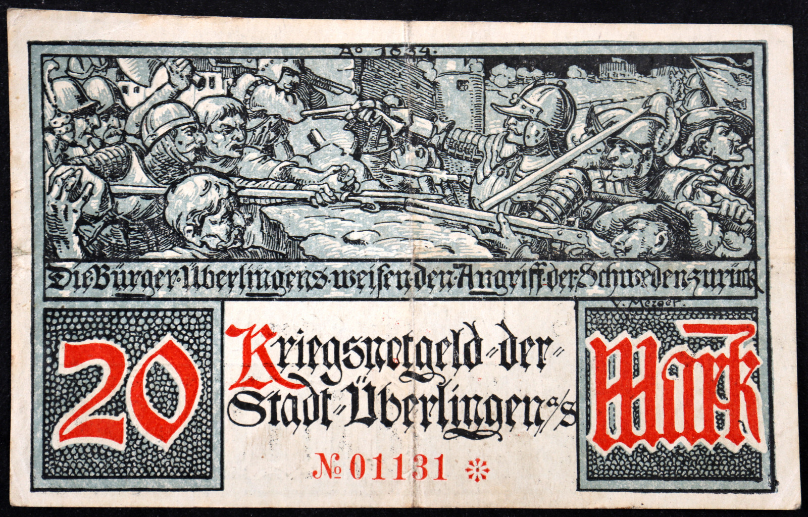 ÜBERLINGEN 1918 "Repelling the Swedes" 20 Mark Grossnotgeld German Notgeld