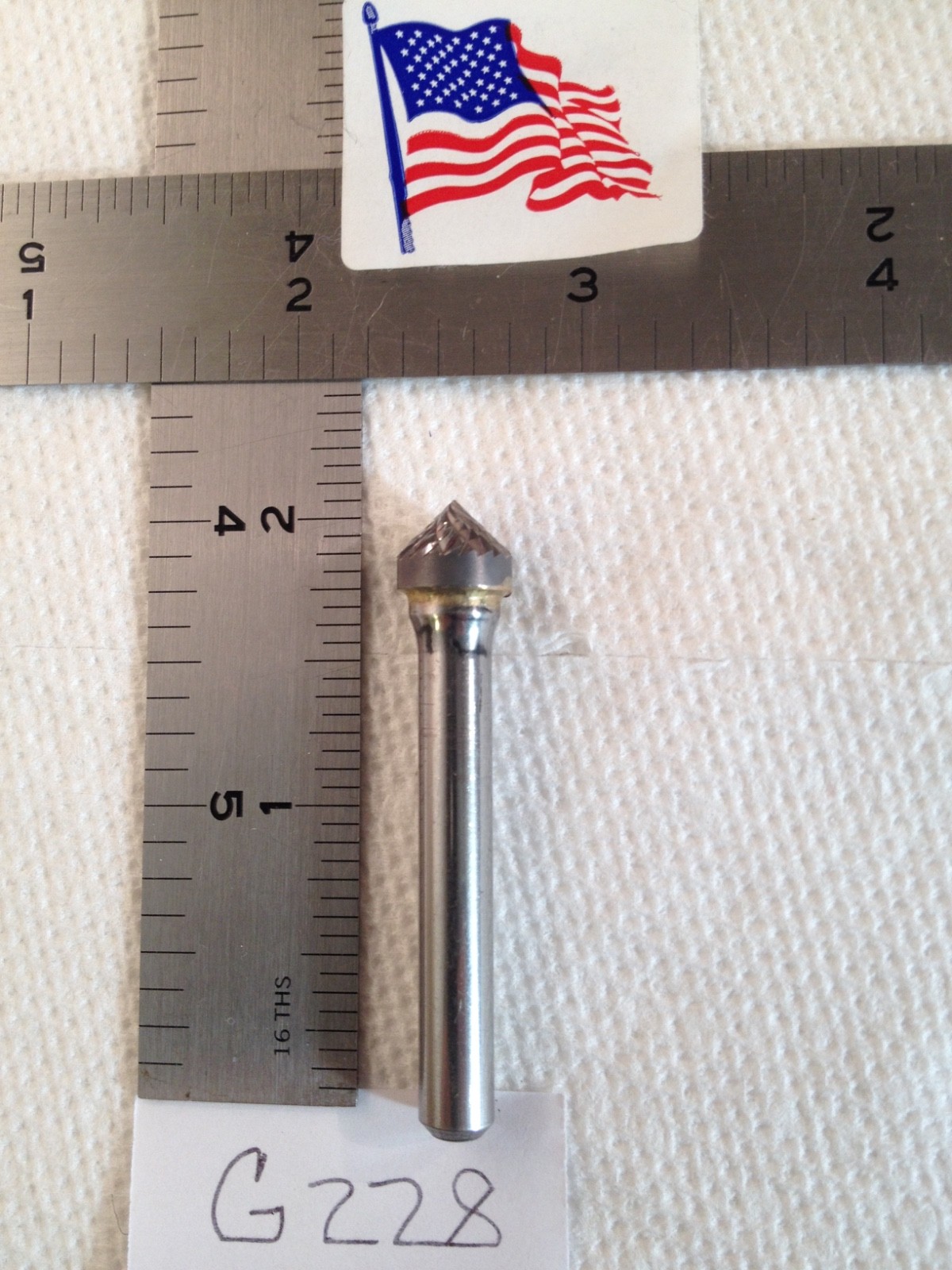 1 NEW FALCON / SGS 1/4" SHANK CARBIDE BURR SK-3 DOUBLE CUT 90° ANGLE (G228)