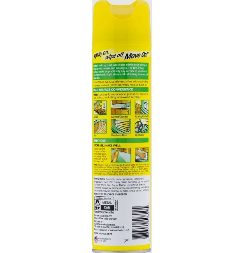 Endust® Multi-Surface Dusting and Cleaning Spray, Lemon Zest, Aerosol, 12.5 oz.
