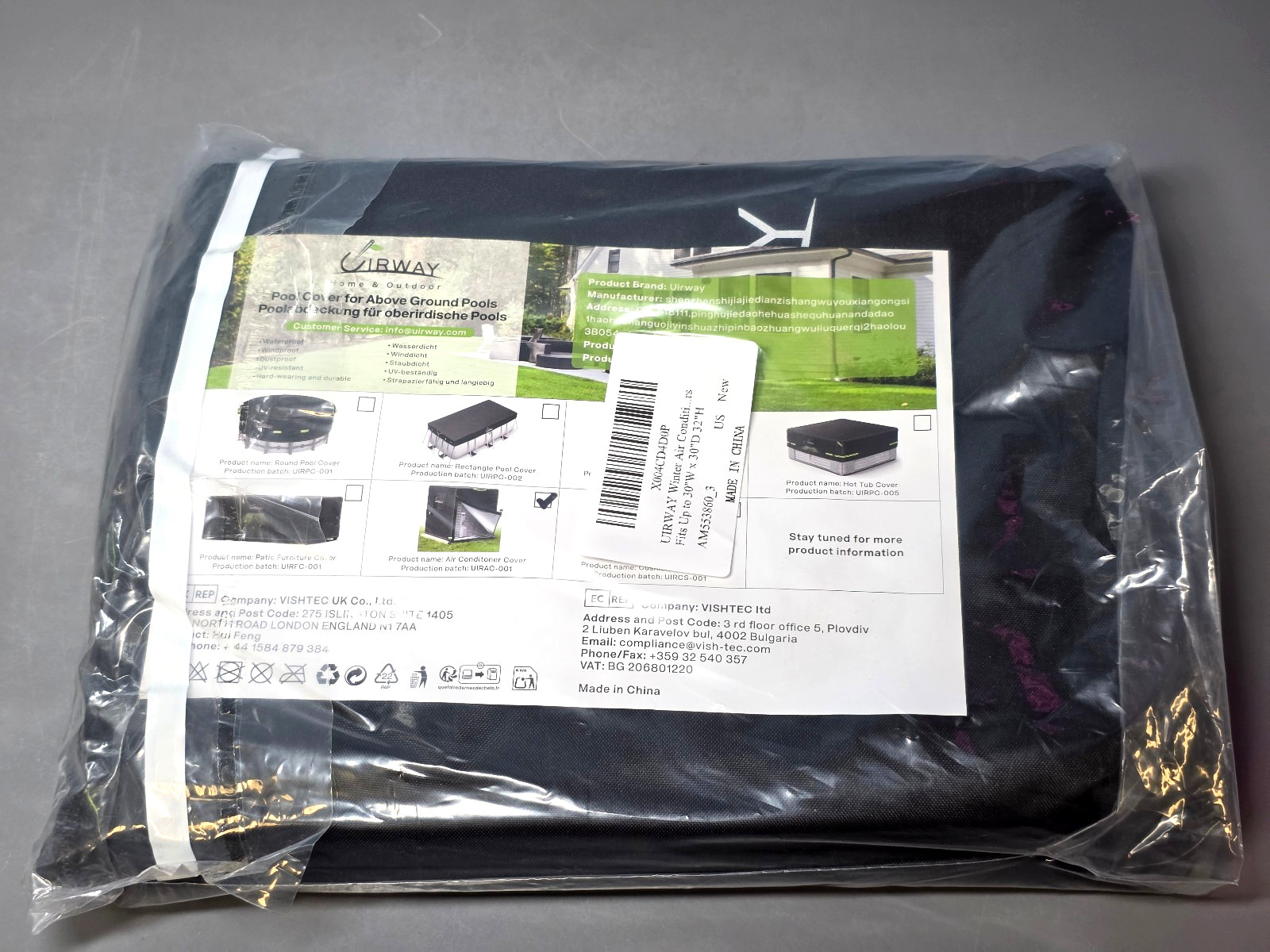 Uirway Air Conditioner Cover UIRAC-001 30x30x32 For Outdoor Units New & Sealed