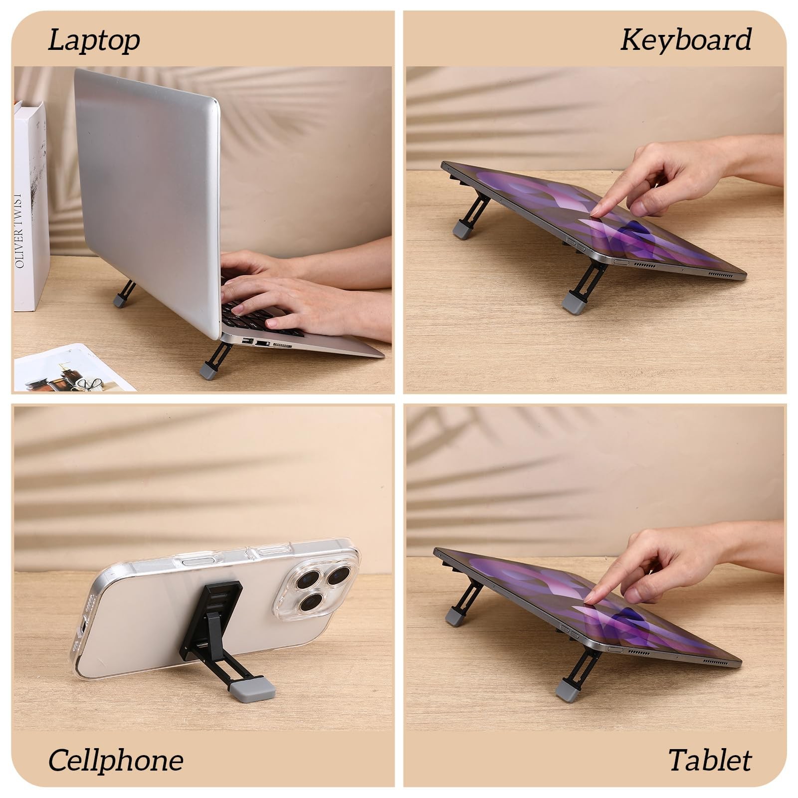 4 PCS Portable Laptop Stand Foldable Keyboard Riser Ergonomic Anti Slip