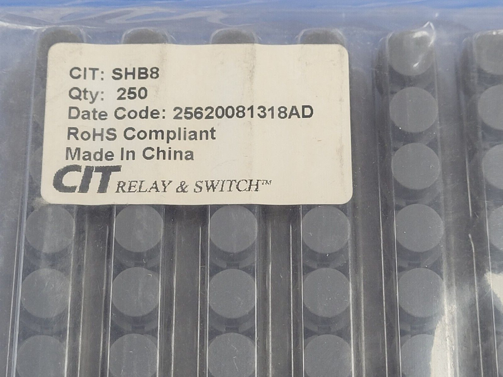 (10 PCS) SHB8 CIT Pushbutton Switches; Round D-Gray Non Illuminated 50mA @ 35VDC