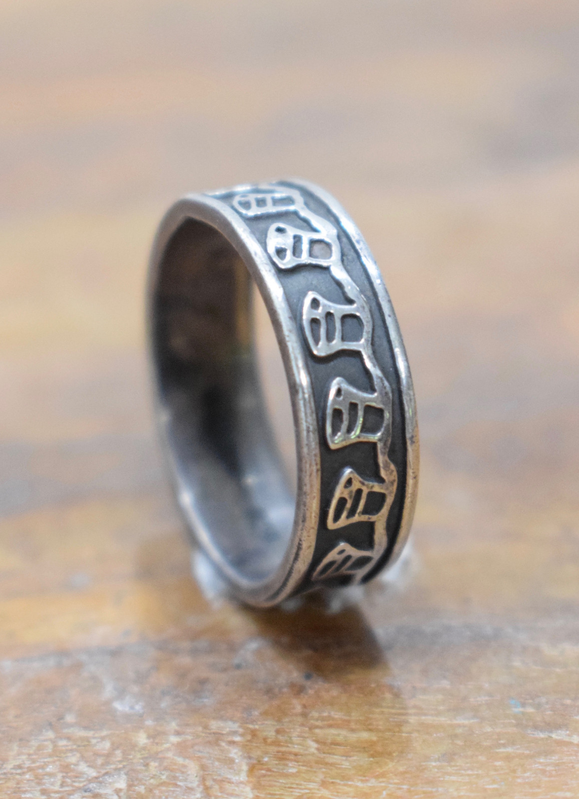 Ring Sterling Silver Etched Band Ring