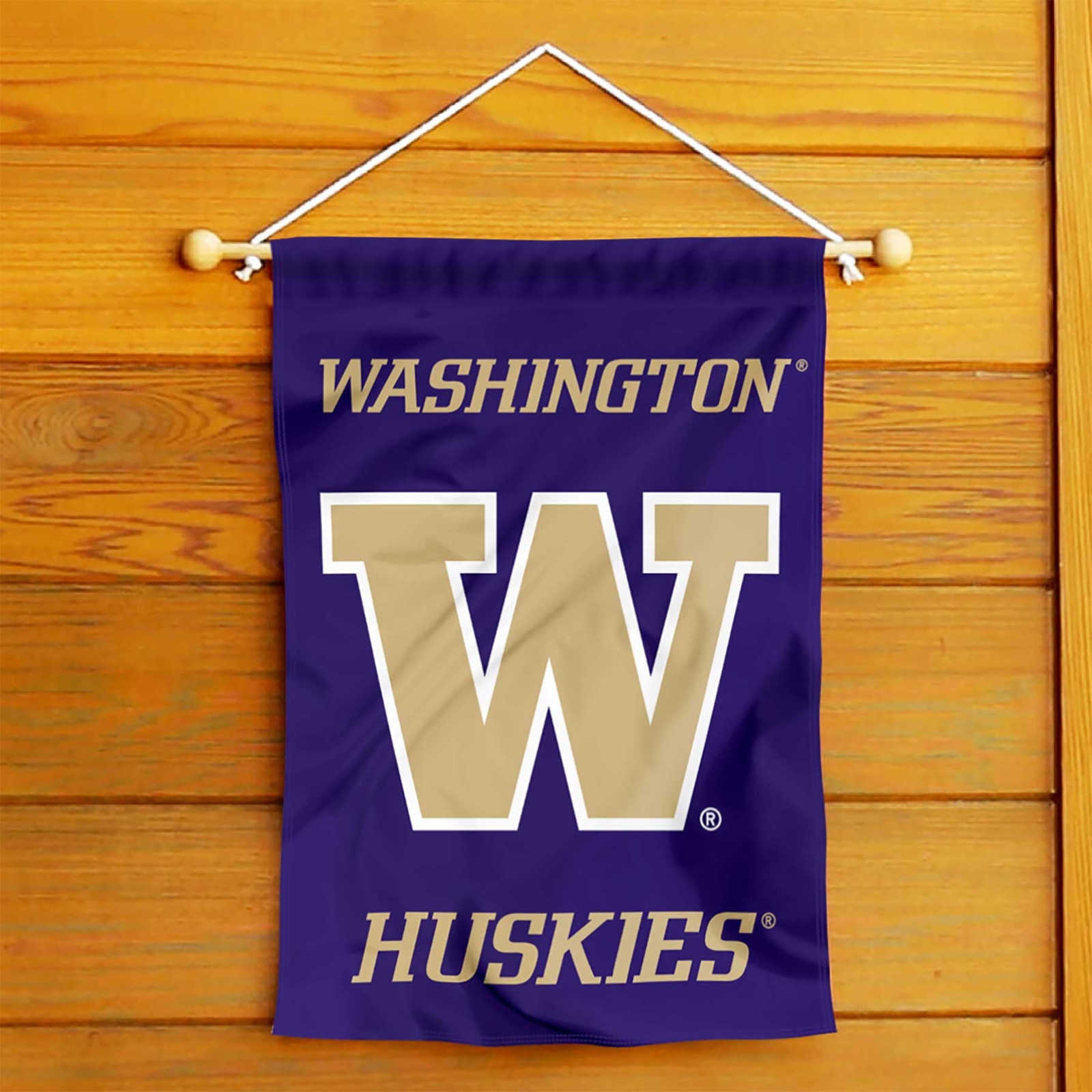 Washington UW Huskies Wordmark Garden Flag and Yard Banner