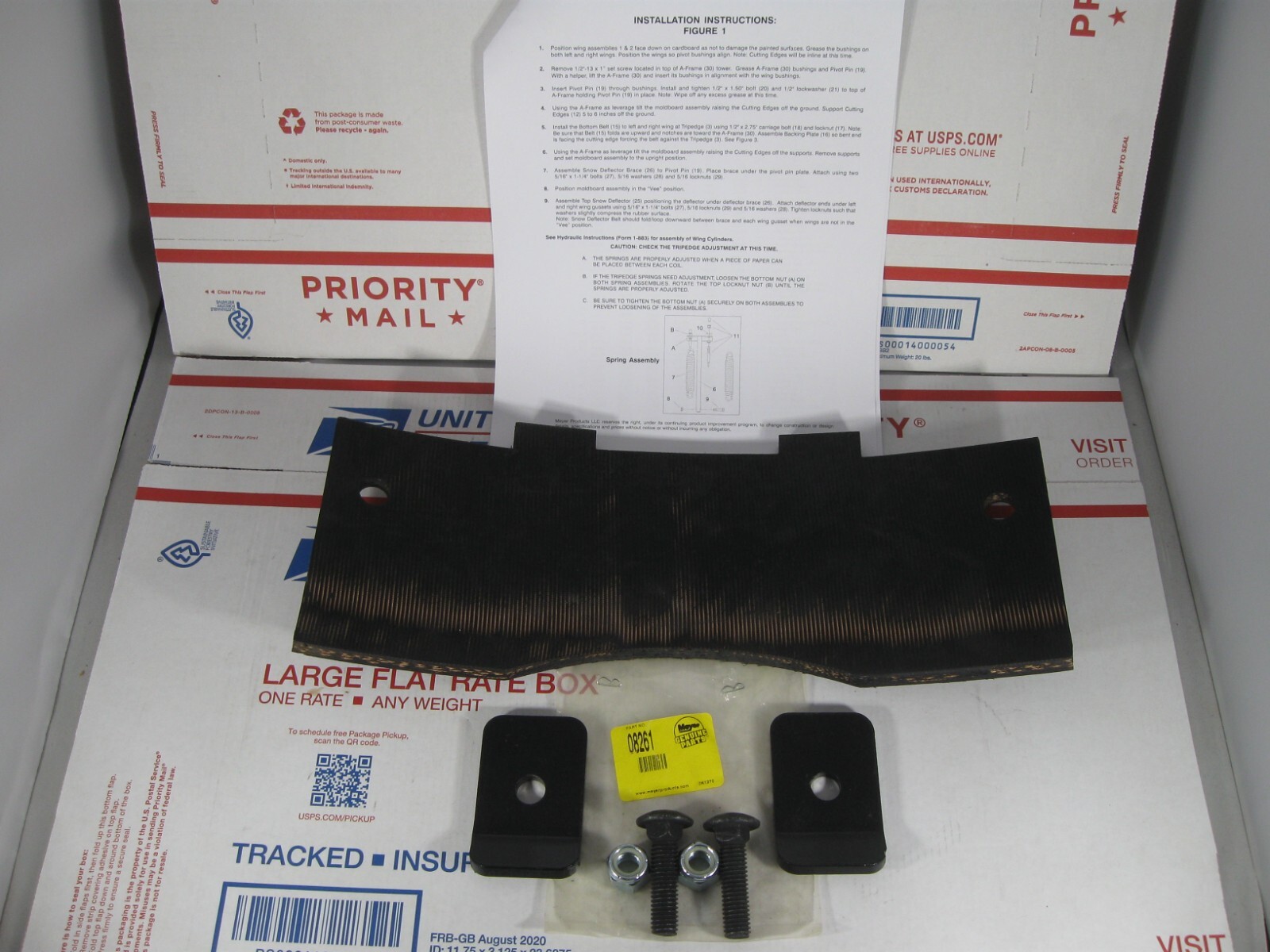 GENUINE OEM MEYER SVLD 7.5' V-PLOW BOTTOM BELT KIT 09332 W/ HARDWARE BAG 08261