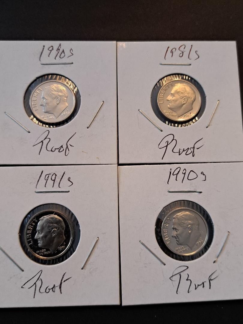 Lot (4) 1981, (2) 1990 & 1991-S Roosevelt Dimes - Fine