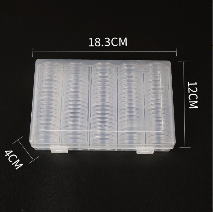 100Pack Clear Coin Capsule Round Plastic Holder 30mm Container Storage Box Case