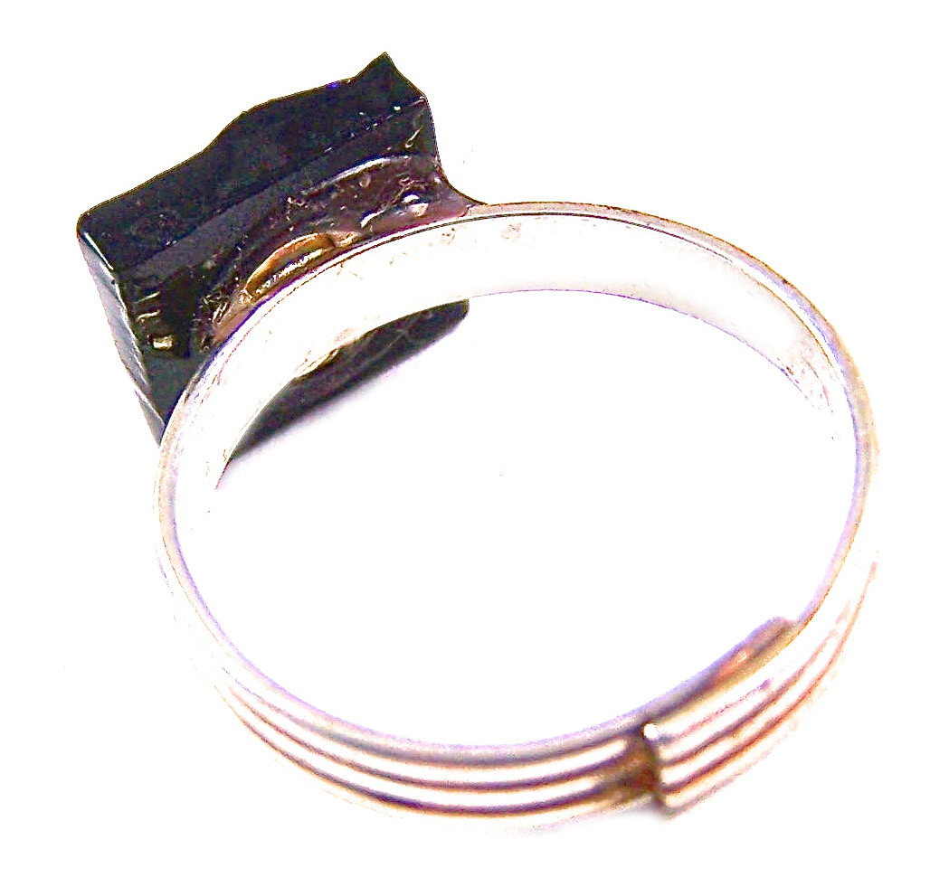 Dichroic Glass Ring Adjustable Blue Sapphire Royal Stripes Patterned Tiny 10mm