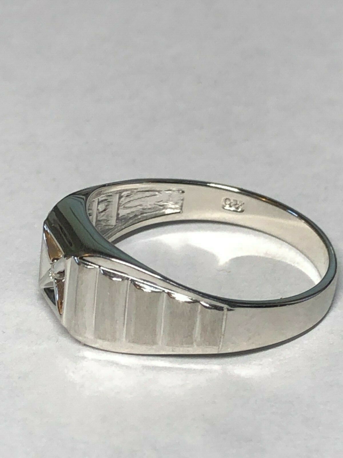 Sterling Silver Genuine Diamond Man's Solitaire Ring