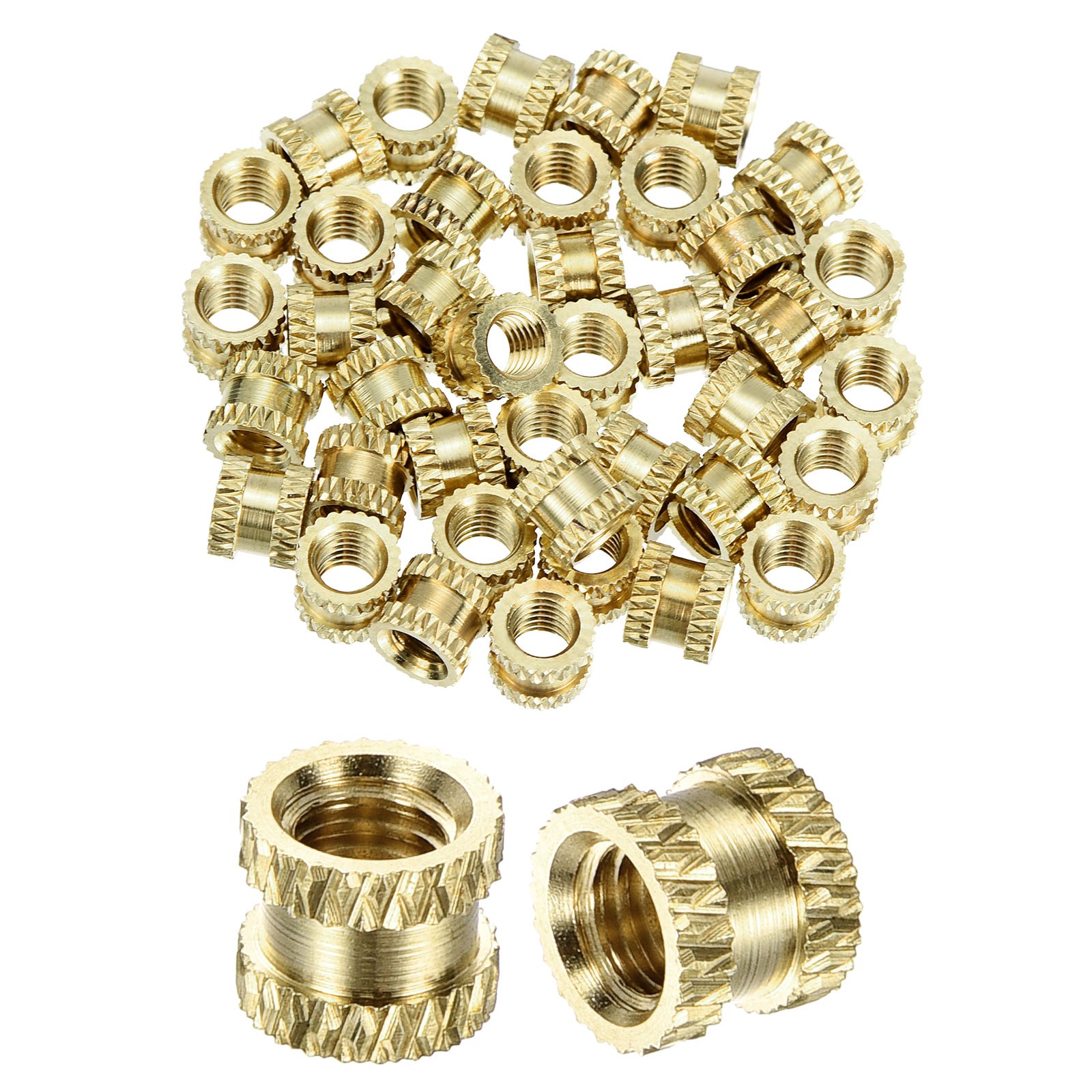 40Pcs Knurled Insert Nuts, M4x5mm(L)x6mm(OD) Brass Female Threaded Inserts