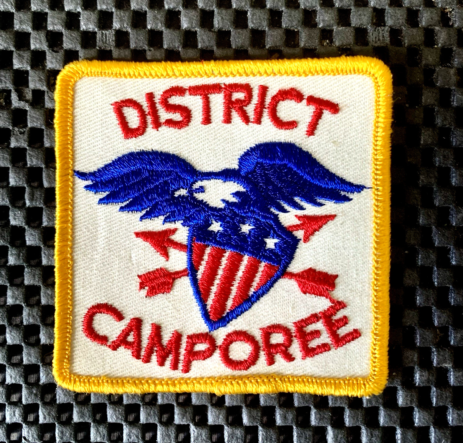 DISTRICT CAMPOREE EMBROIDERED SEW ON ONLY PATCH 3" x 2 3/4" NOS