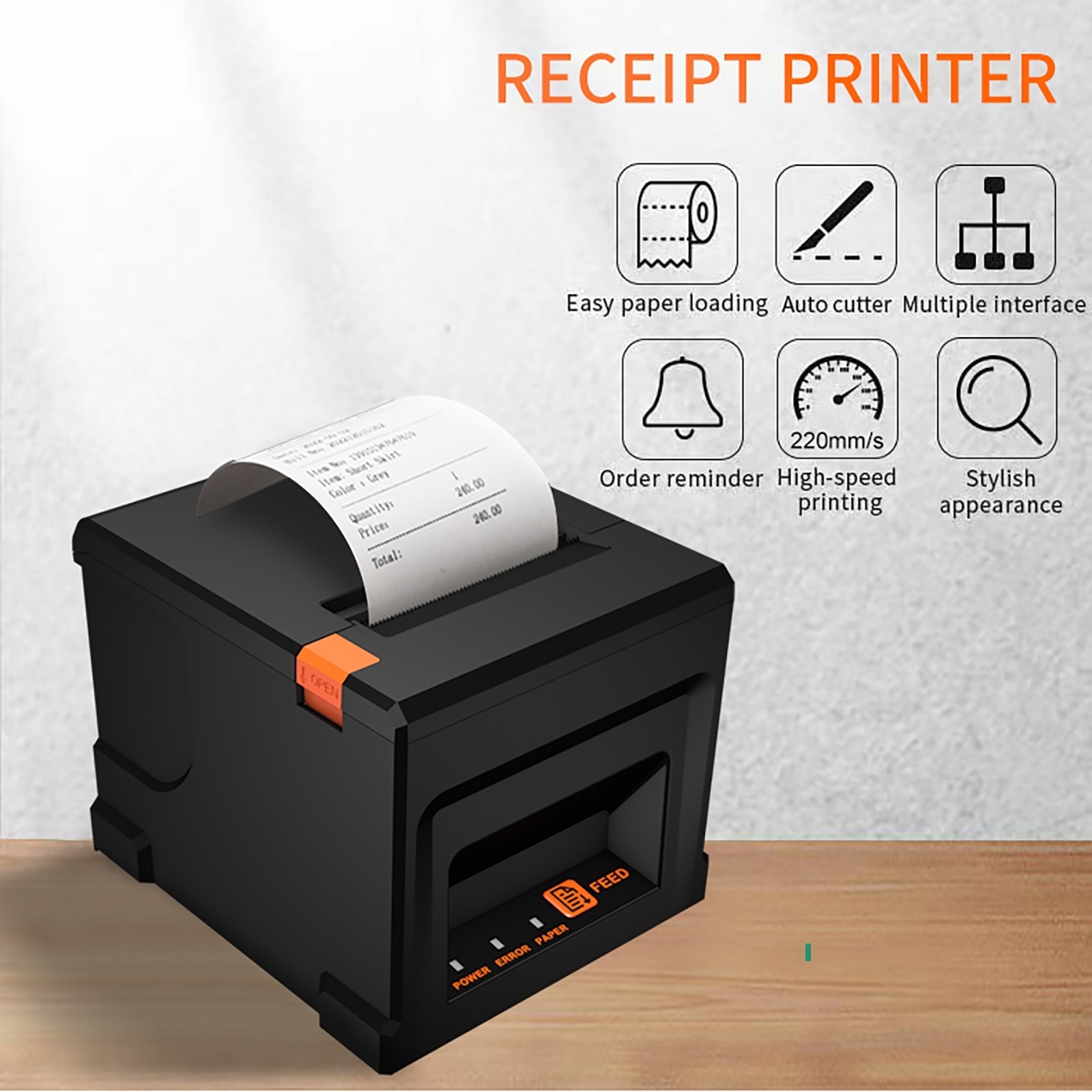 80mm Thermal Receipt Auto Cutter POS Printer Machine USB & bluetooth AU Plug