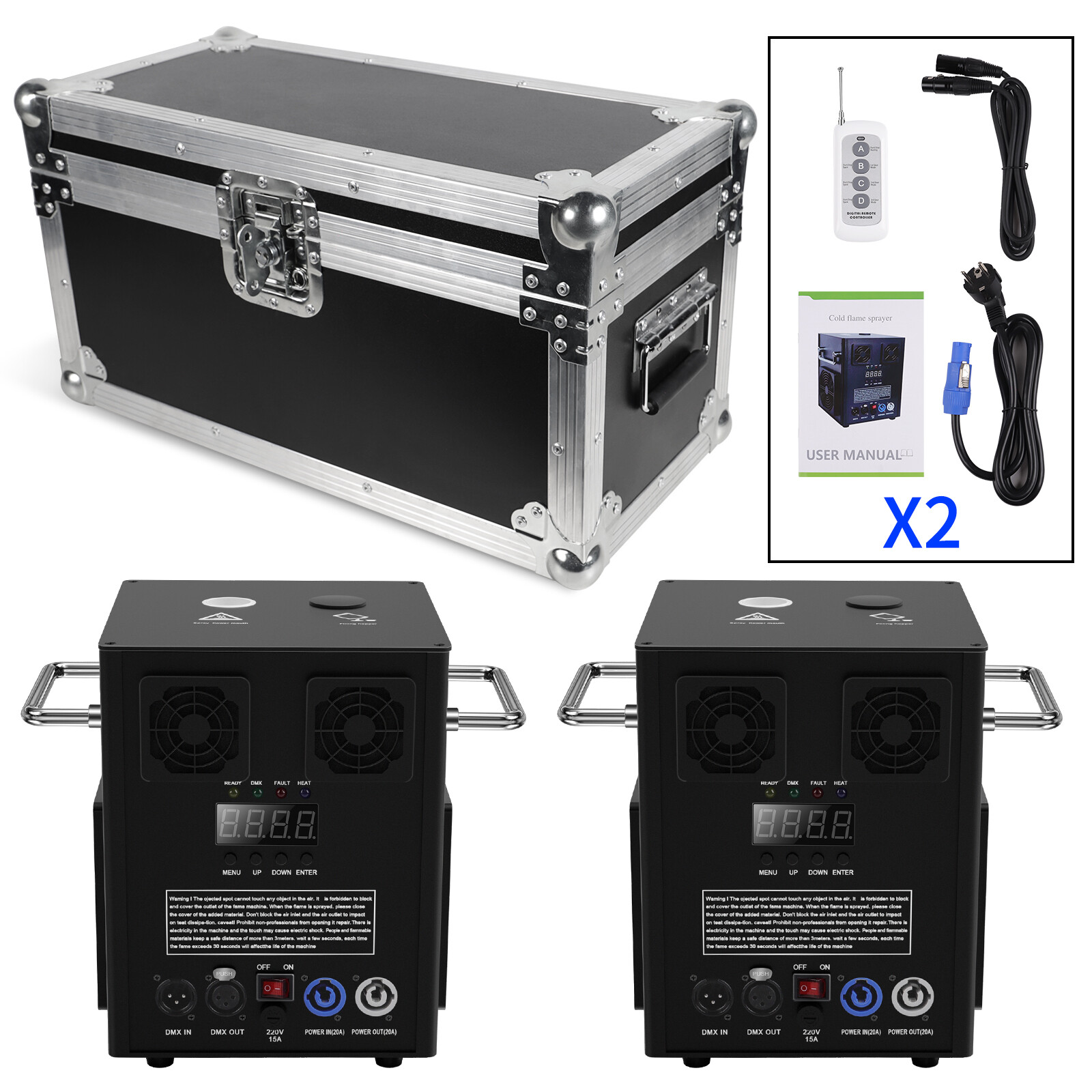 2X 700W Cold Spark Machine Firework Machinew/ Case DMX Wireless Remote Control