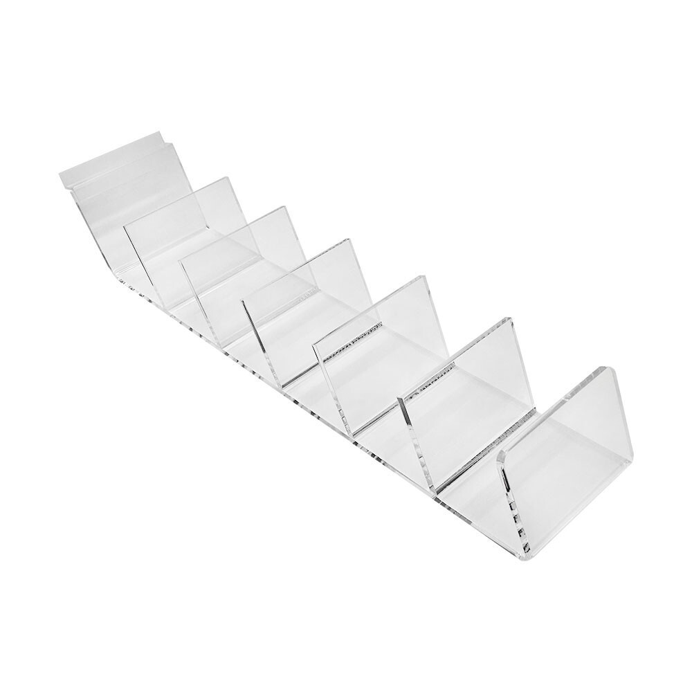 20 x 4 Inch Slatwall Lucite Clear Acrylic 6 Way Clutch Bag Display Fixture