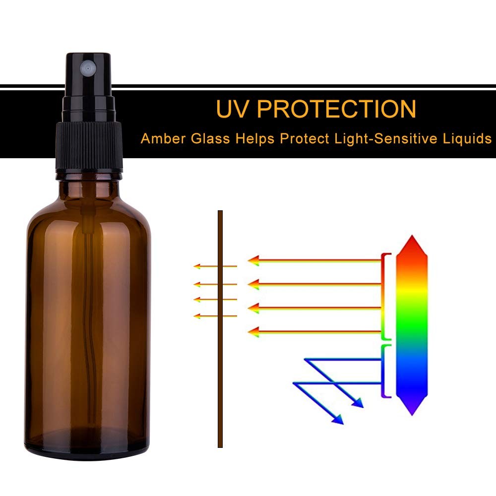 Small Amber Glass Spray Bottles For Essential Oils, 2oz Empty Fine Mist Mini ...