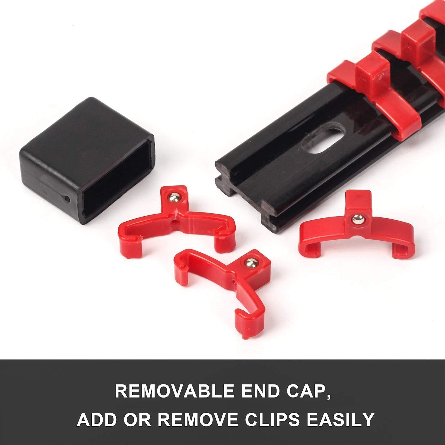 Versatile 6PC Socket Organizer with Removable Clips - Blue & Red Design