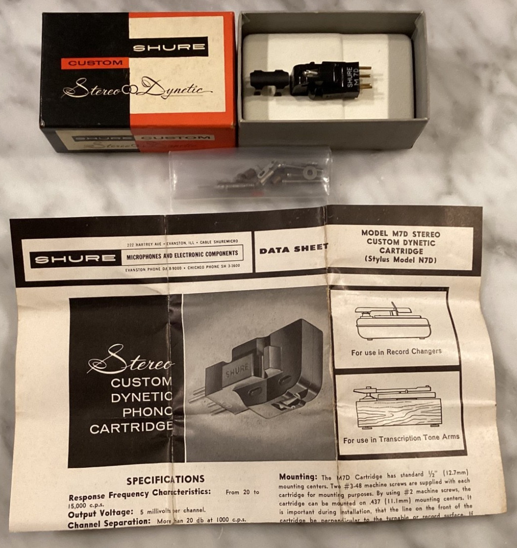 SHURE M7D NEW CARTRIDGE AND NEW GENUINE SHURE N7D STYLUS IN ITS ORIGINAL BOX :