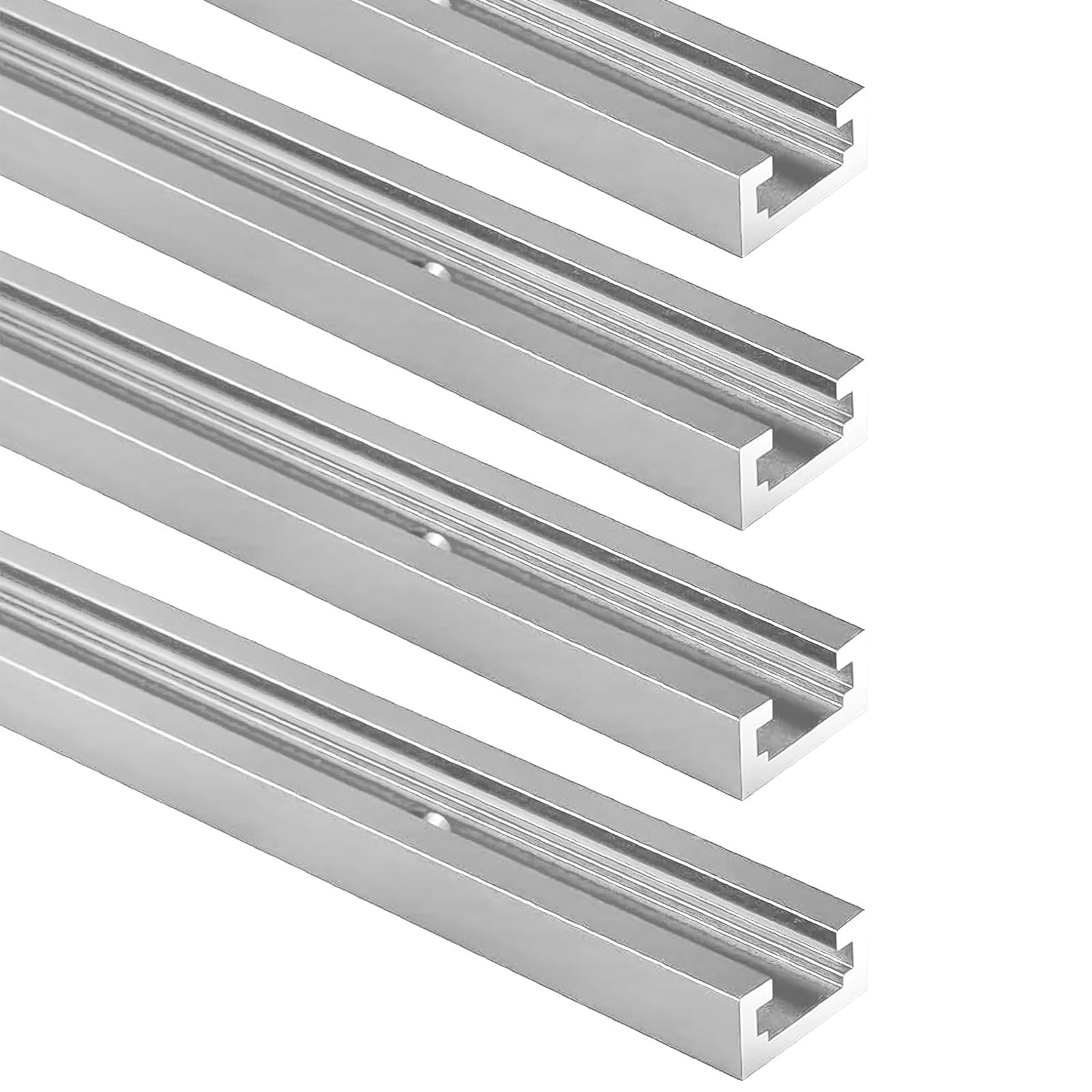 4 PCS TTrack Woodworking 24 Inch Silver Double Cut Pre Drilled Aluminum Slot