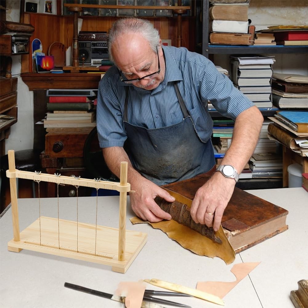 15.7X9.4Inch Bookbinding Sewing Frame Set, Hand DIY Binding Tools with Hemp Rop