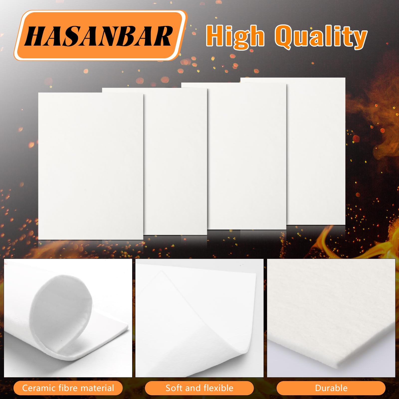 4 Pcs High Temperature Gasket Paper, Ceramic Fiber Material White