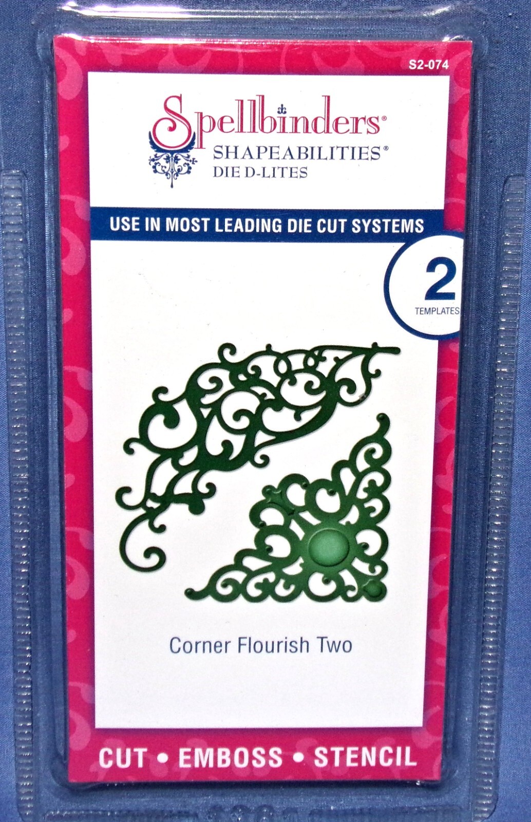 Spellbinders Corner Flourish Two Dies Shapeabilities Die D-Lites New Free Ship