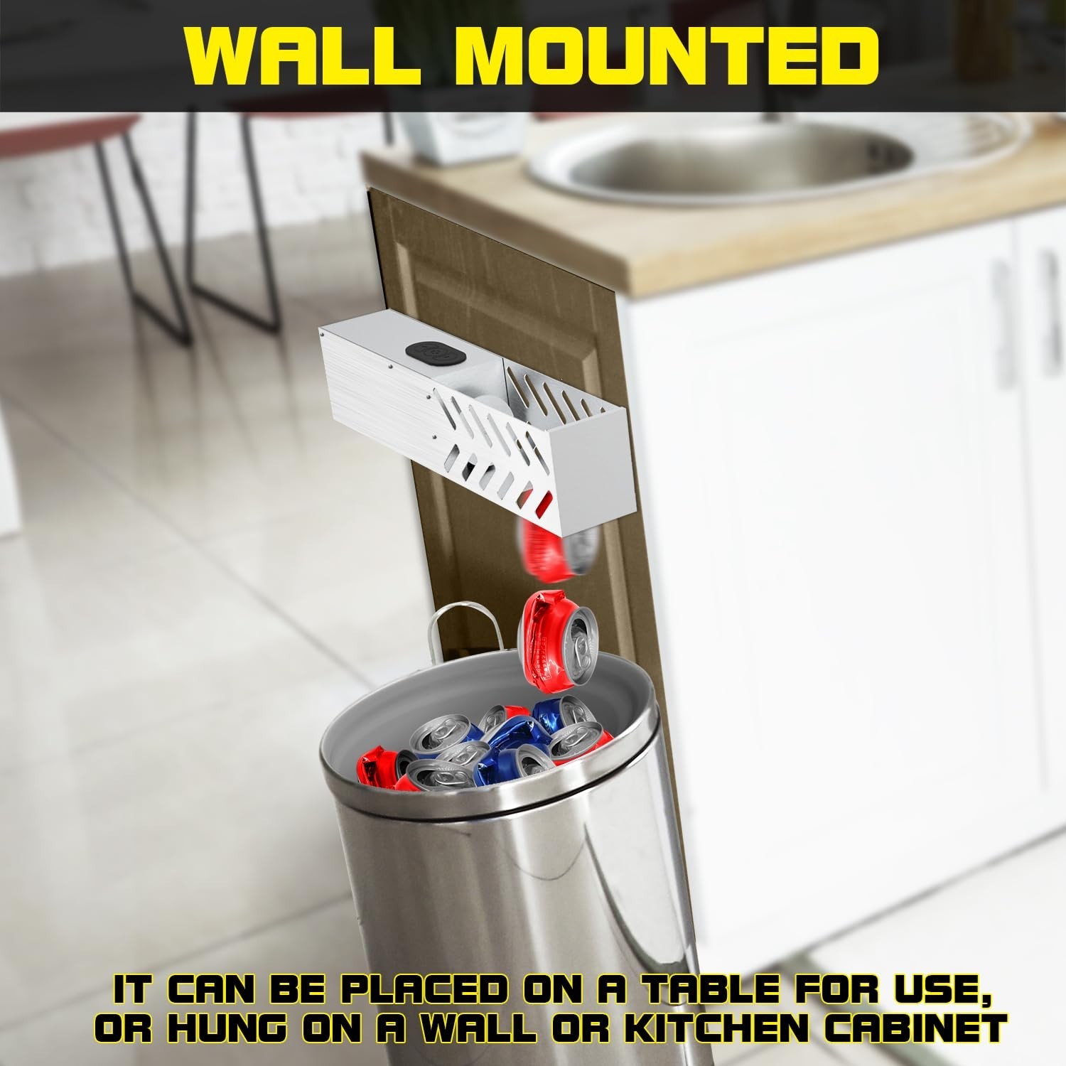 Electric Can Crusher for Recycling 12oz~16oz Cans, Automatic Can Crushers, Ca...