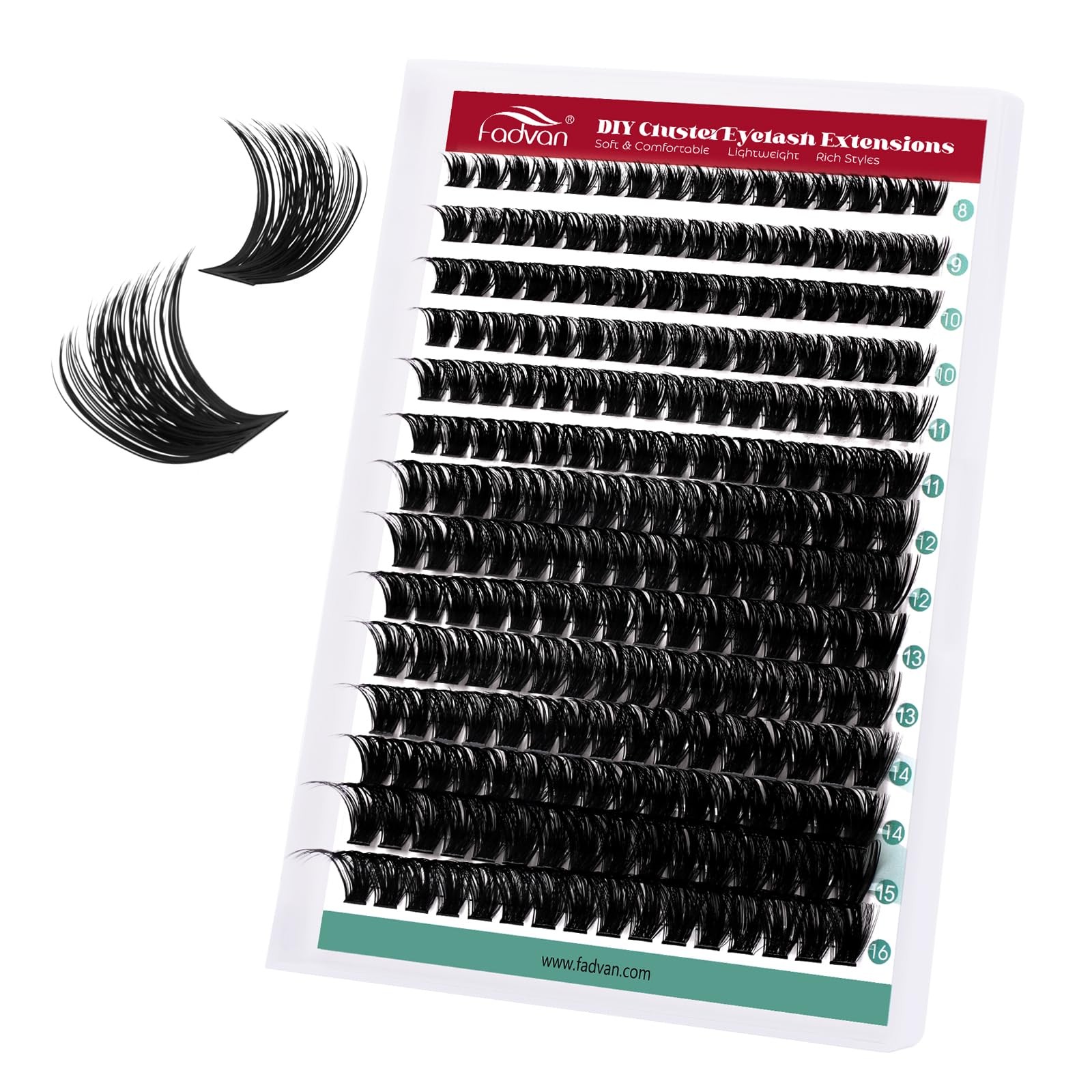 FADVAN Cluster Eyelash Extensions 280pcs 100D Lash Clusters DIY Lash Extensio...