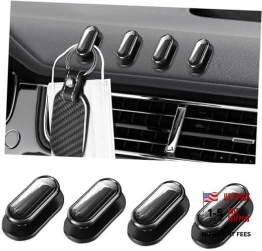 Dickno 4 PCS Car Mini Hook - Multifunctional Auto Adhesive Backseat Glossy