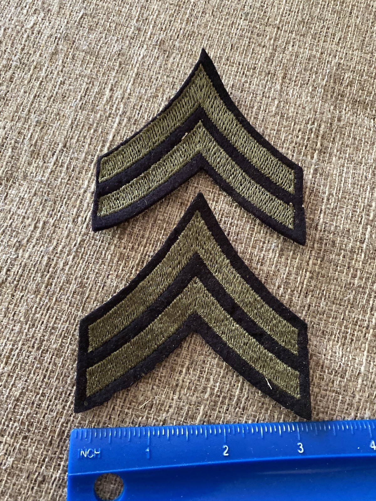 Pair Of WWII Army Felt Corporal Enlisted Rank Patches INV16730