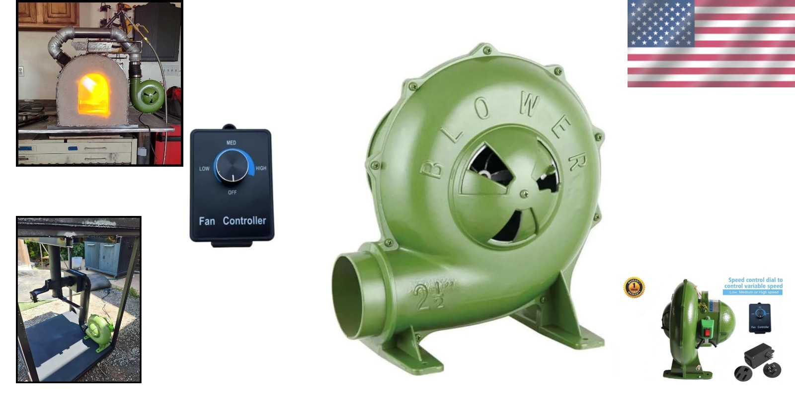 Adjustable Airflow Electric Blacksmith Forge Blower - 240CFM, Durable Aluminum