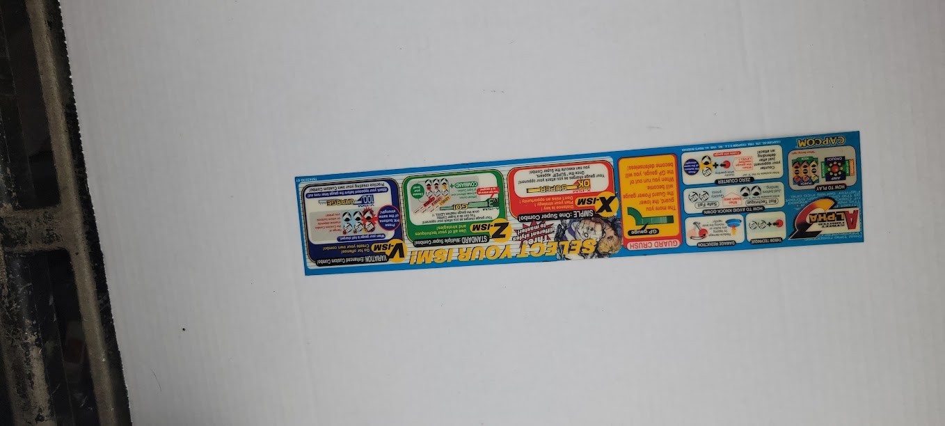 ALPHA 3  CAPCOM  instruction sticker