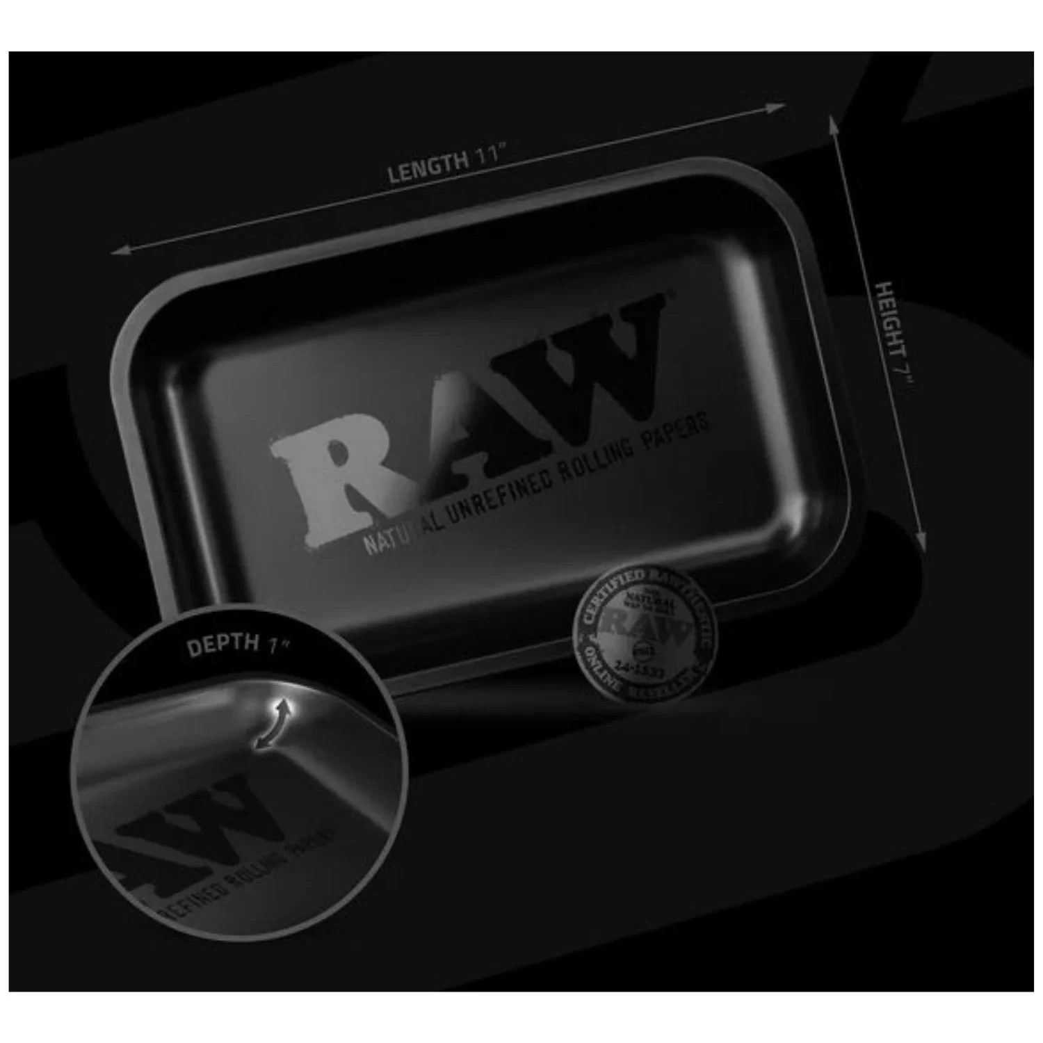 RAW Matte Black Murder'D Cigarette Rolling 2 Trays