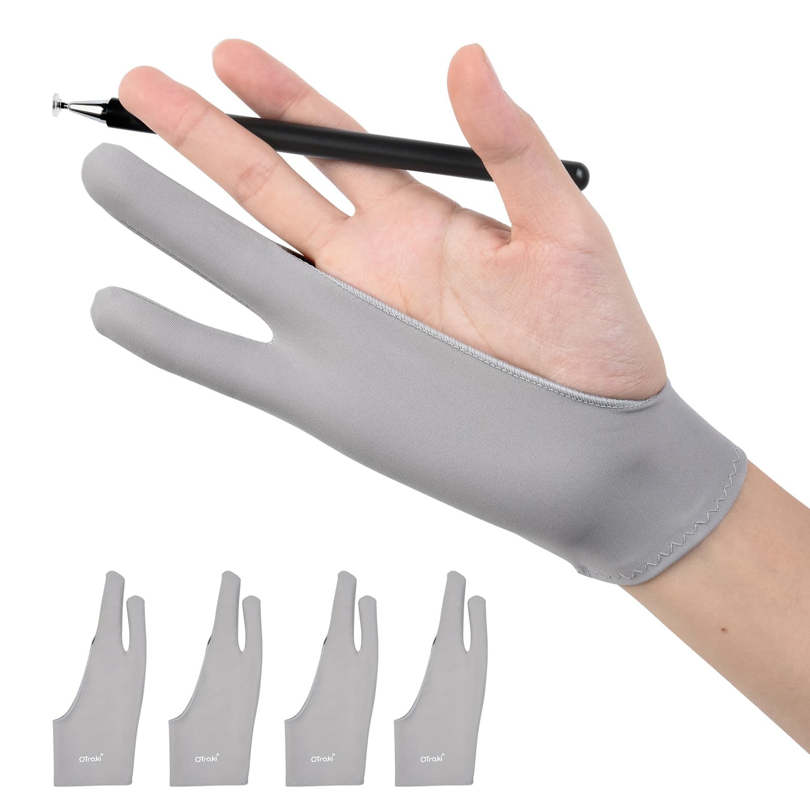 4 Pack Two-Finger Artist Glove for Drawing Tablet Graphics Painting Gloves