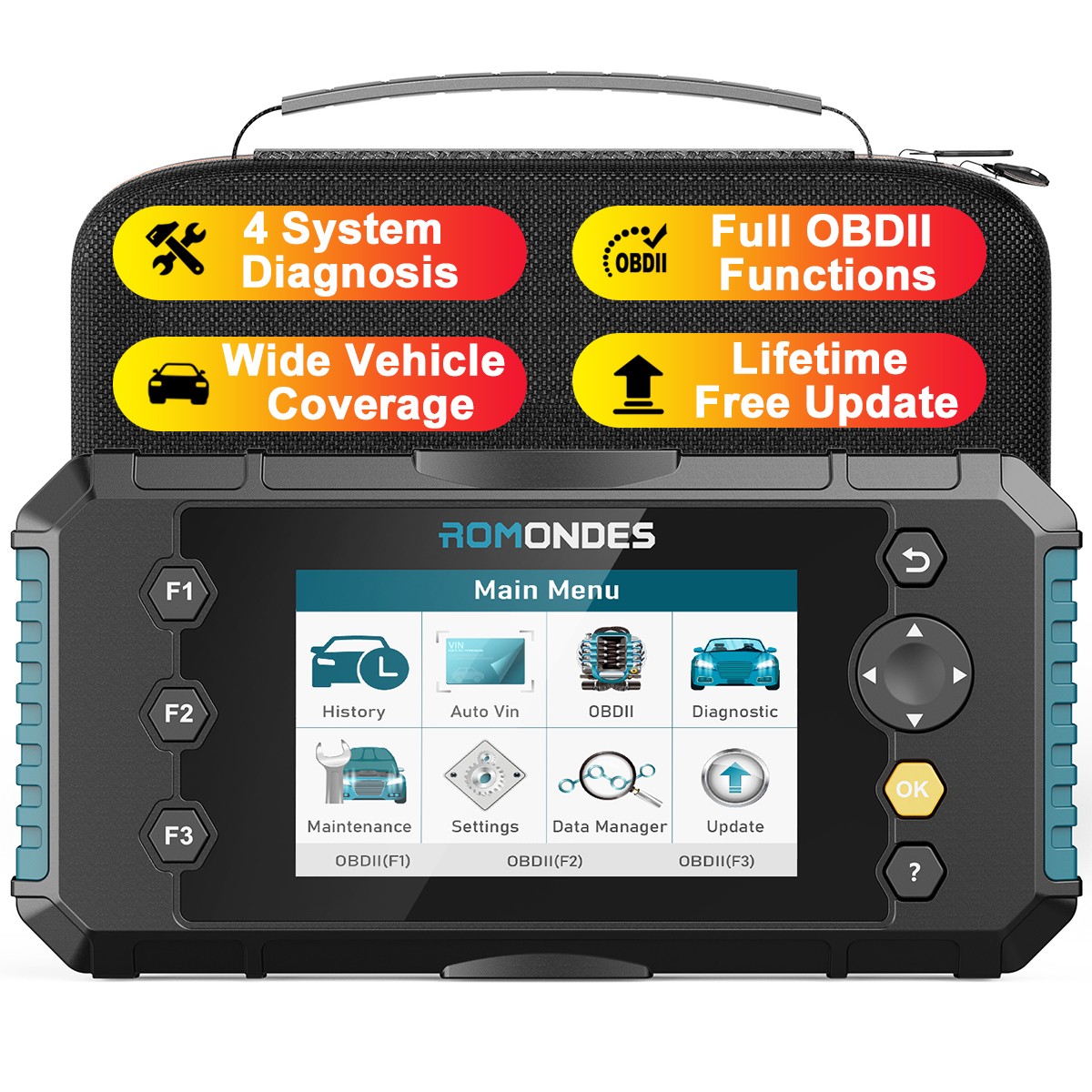 Romondes RD3000 OBD2 Scanner ABS SRS Transmission Engine System EPB OIL Reset