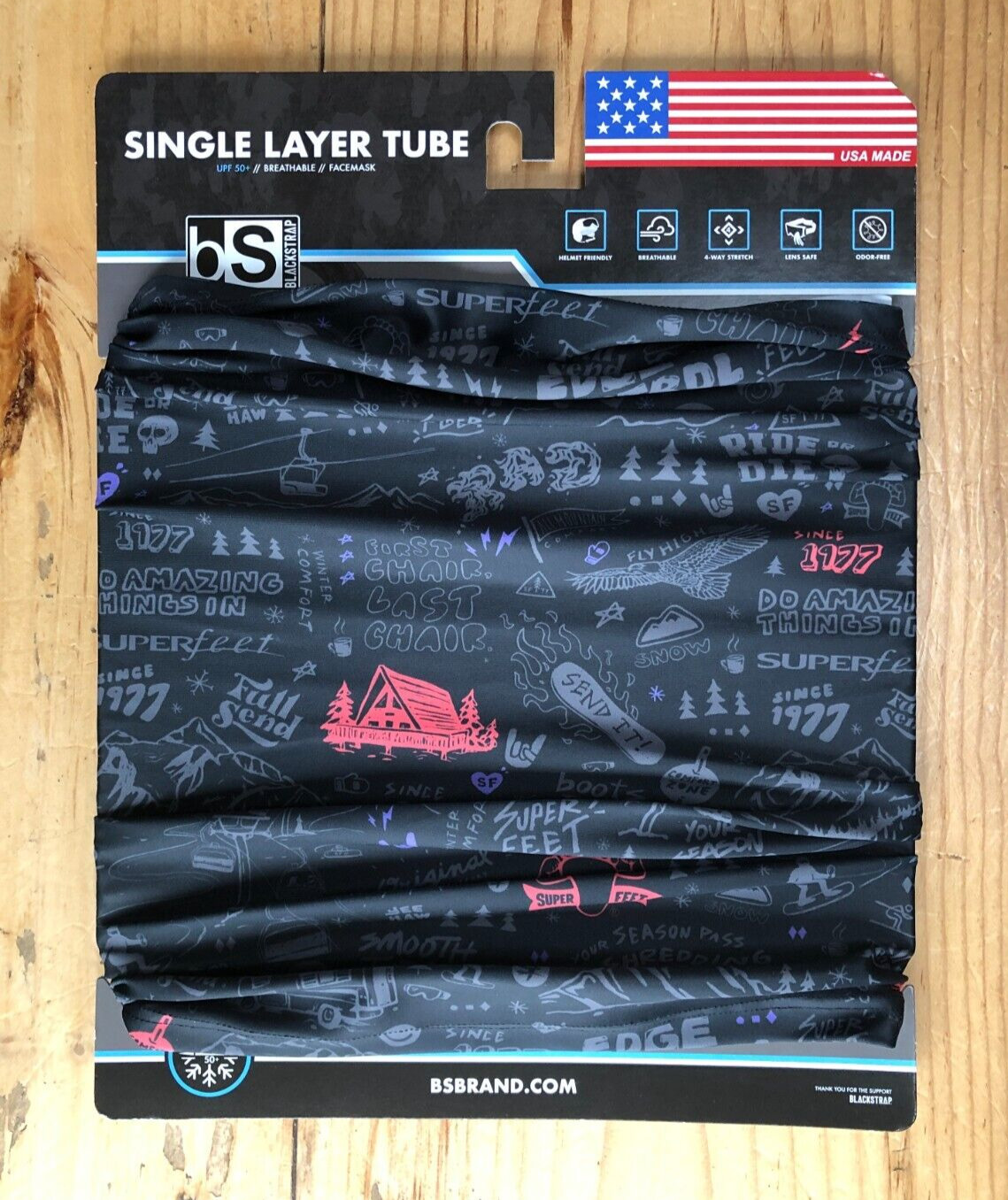 Blackstrap Single Layer Tube Neck Cover, Limited Ed Black Graphic, One Size, NEW