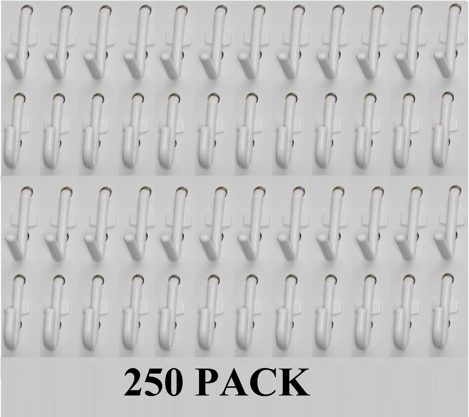 Plastic White J & L Style Pegboard Hooks Kit - 250 Pack PEGBOARD NOT INCLUDED