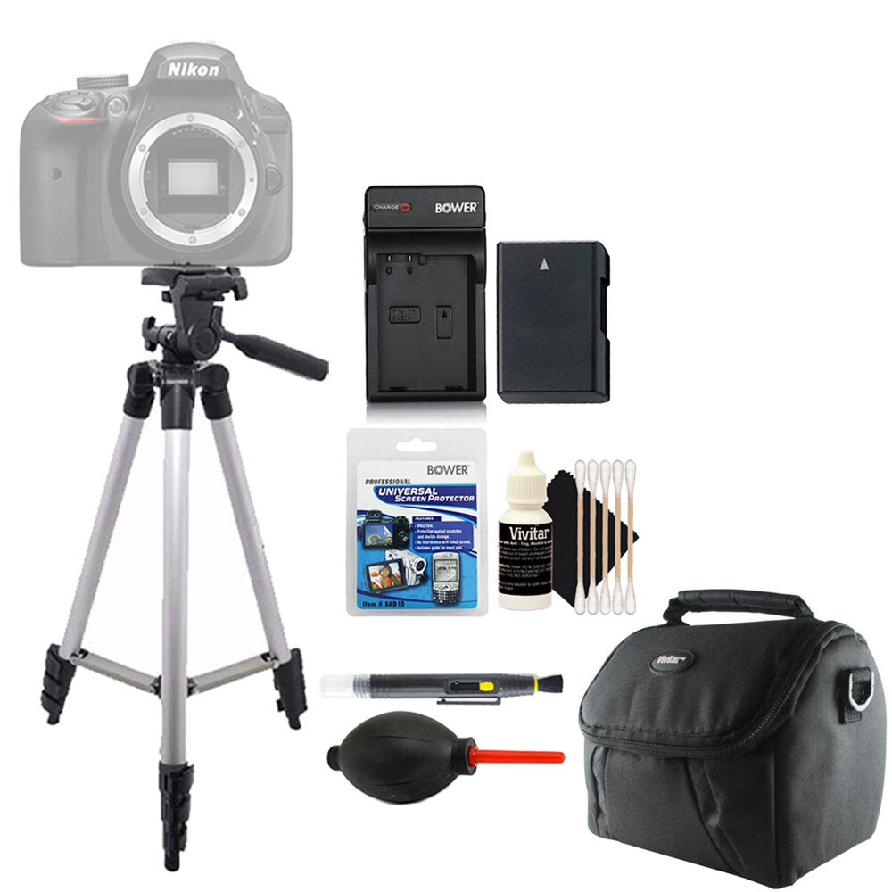 Tall Tripod Case Replacement Battery + Charger for Nikon D3500 D3400 D5600 P7000