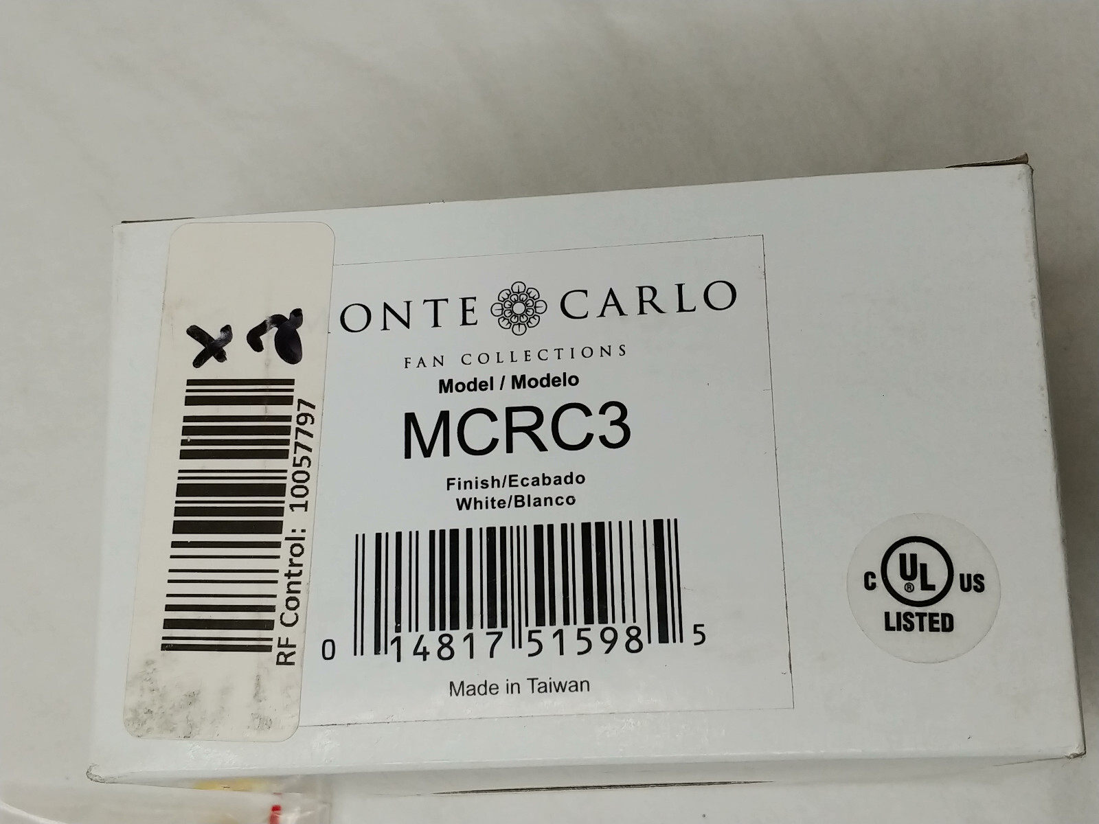 Monte Carlo Fans MCRC3 Accessory - Hard Wired Wall Remote Control/Receiver