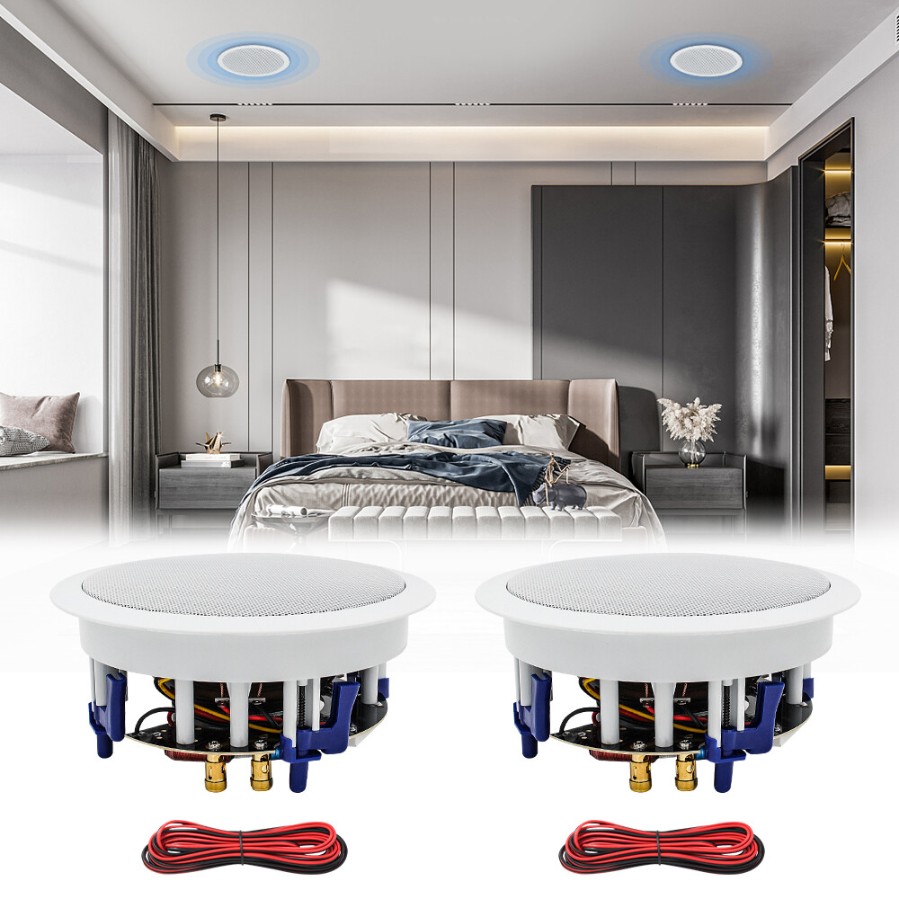 640W 6.5" Herdio Audio Wall Bluetooth Amplifier Receiver Kit+ 4 Ceiling Speakers