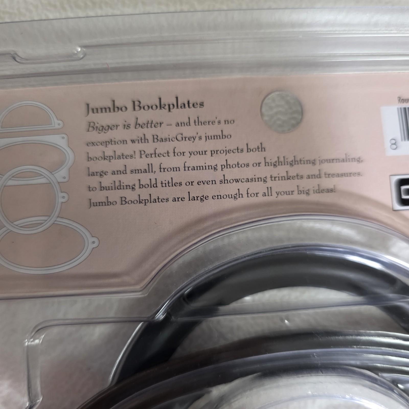 BASICGREY Jumbo Book Plates 3 Only Round Oval and 1/2 Round Journaling Projects